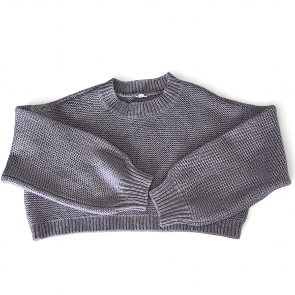 Garage Sweaters - Purple Cropped Crew Neck Sweater